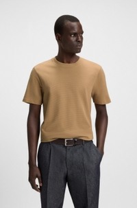 Cotton-blend T-shirt with bubble-jacquard structure