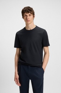 Cotton-blend T-shirt with bubble-jacquard structure