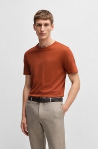 Cotton-blend T-shirt with bubble-jacquard structure