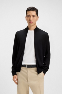 Zip-up knitted cardigan in virgin wool