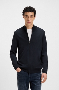 Zip-up knitted cardigan in virgin wool