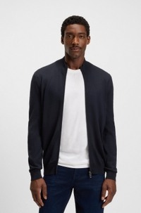 Zip-up knitted cardigan in virgin wool