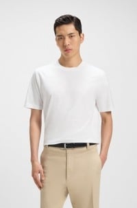 Regular-fit T-shirt in cotton jersey with ribbed collar