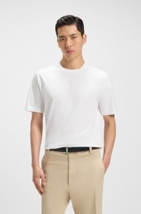 Regular-fit T-shirt in cotton jersey with ribbed collar