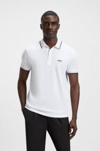 Paddy polo shirt in cotton piqué with logo undercollar