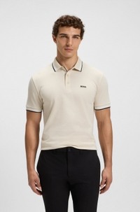 Paddy polo shirt in cotton piqué with logo undercollar