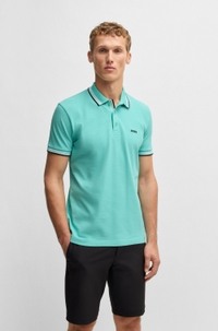 Paddy polo shirt in cotton piqué with logo undercollar