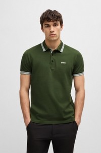 Paddy polo shirt in cotton piqué with logo undercollar