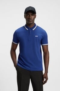 Paddy polo shirt in cotton piqué with logo undercollar