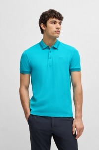 Paddy polo shirt in cotton piqué with logo undercollar