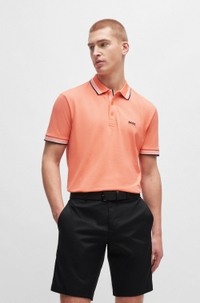 Paddy polo shirt in cotton piqué with logo undercollar