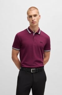 Paddy polo shirt in cotton piqué with logo undercollar