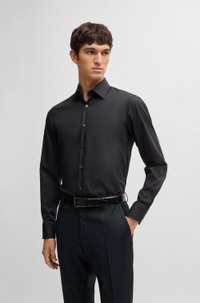 Slim-fit shirt in easy-iron stretch-cotton poplin
