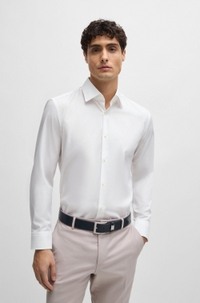 Slim-fit shirt in easy-iron stretch-cotton poplin