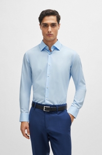 Slim-fit shirt in easy-iron stretch-cotton poplin