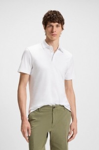 Slim-fit polo shirt in cotton with rubberised logo