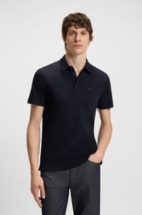 Slim-fit polo shirt in cotton with rubberised logo