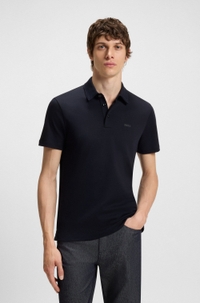 Slim-fit polo shirt in cotton with rubberised logo