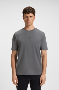 Stretch-cotton T-shirt with logo print