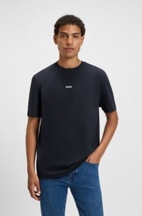 Relaxed-fit T-shirt in stretch cotton with logo print