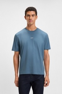 Stretch-cotton T-shirt with logo print