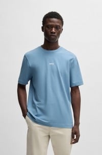 Stretch-cotton T-shirt with logo print