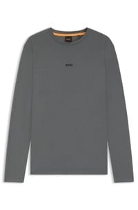Long-sleeved T-shirt in stretch cotton with logo print