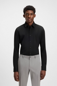 Slim-fit shirt in a performance-stretch cotton blend