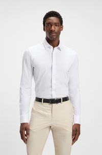 Slim-fit shirt in a performance-stretch cotton blend