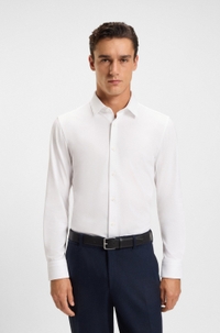 Slim-fit shirt in a performance-stretch cotton blend