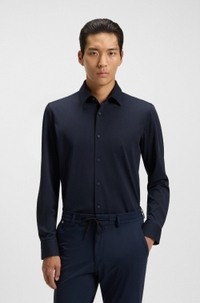 Slim-fit shirt in a performance-stretch cotton blend