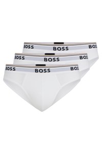 Three-pack of stretch-cotton briefs with logo waistbands