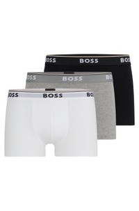Three-pack of stretch-cotton trunks with logo waistbands