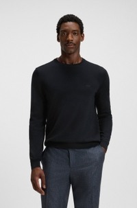 Regular-fit sweater in virgin wool with embroidered logo