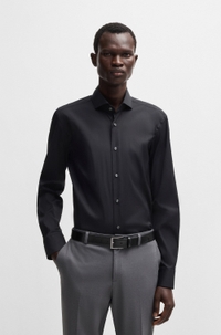 Slim-fit shirt in easy-iron cotton-blend poplin