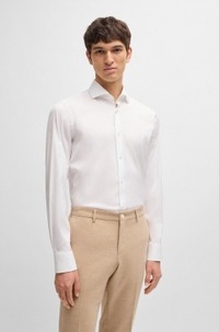Slim-fit shirt in easy-iron cotton-blend poplin