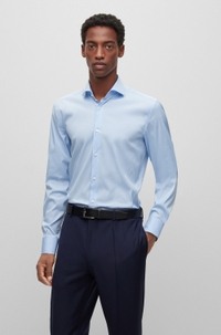 Slim-fit shirt in easy-iron cotton-blend poplin