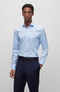 Slim-fit shirt in easy-iron cotton-blend poplin