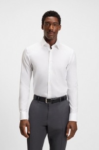 Slim-fit shirt in easy-iron cotton poplin
