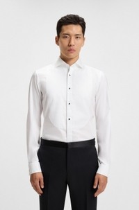 Slim-fit dress shirt in easy-iron stretch-cotton poplin