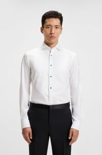 Slim-fit dress shirt in easy-iron stretch-cotton poplin