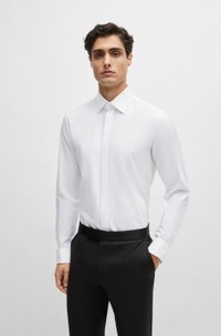 Slim-fit dress shirt in easy-iron stretch cotton