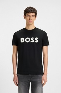 Cotton-jersey T-shirt with rubber-print logo