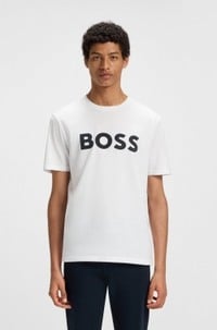 Cotton-jersey T-shirt with rubber-print logo