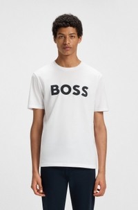 Cotton-jersey T-shirt with rubber-print logo