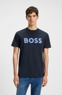 Cotton-jersey T-shirt with rubber-print logo