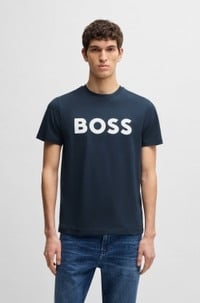 Cotton-jersey T-shirt with rubber-print logo