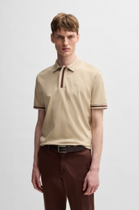 Interlock-cotton polo shirt with contrast tipping