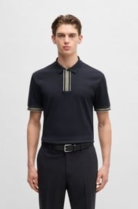 Interlock-cotton polo shirt with contrast tipping