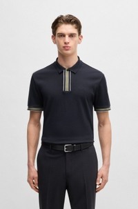 Interlock-cotton polo shirt with contrast tipping